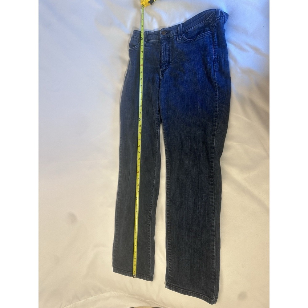 NYDJ Women's 8P Petite Dark Wash Straight Leg Stretch Jeans Lift Tuck USA - Picture 7 of 8